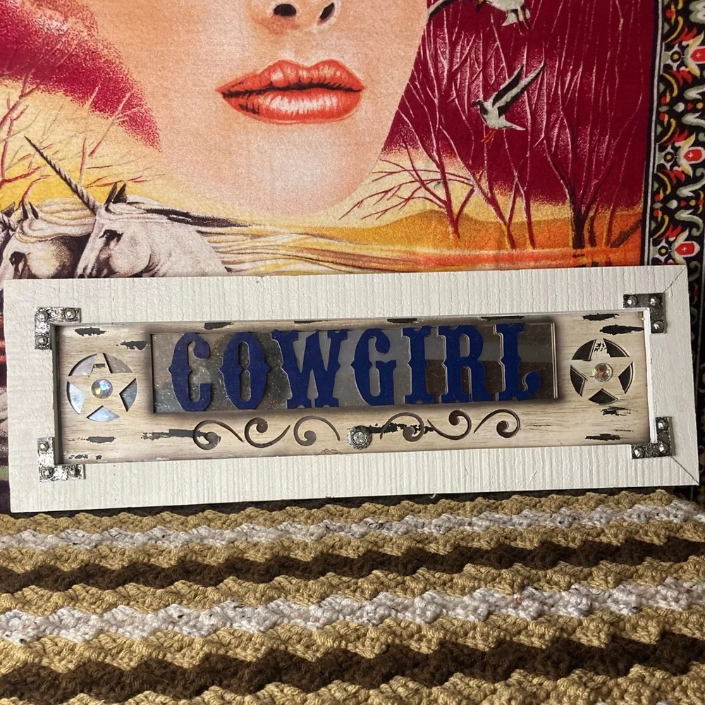 wooden mirror w/ cowgirl + rhinestones hobby lobby